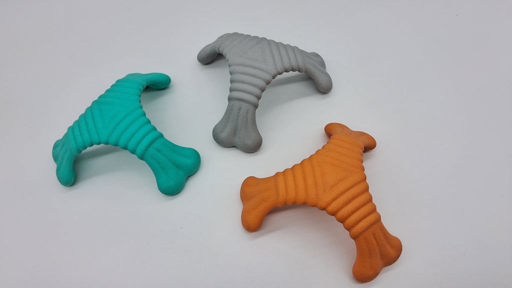 Large Tri-Bone XL pet toy from Toys N Treats Box, durable chew toy for dogs, featuring a three-bone design in vibrant colors.