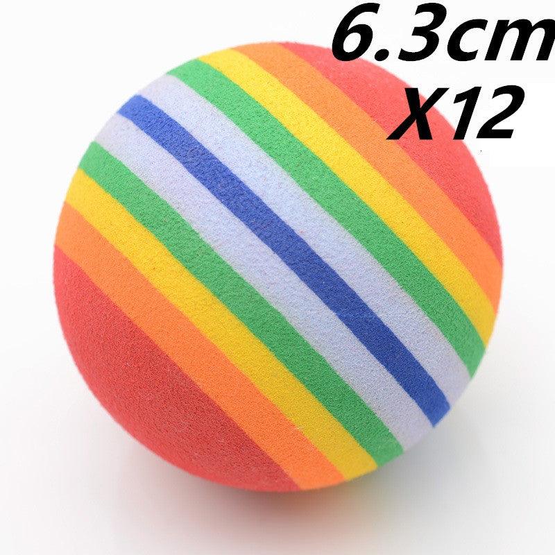 Colorful Rainbow Pet Play Balls set for cats, featuring vibrant, lightweight toys designed to entertain and engage cats.