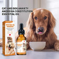 Natural organic calming drops for pets from Pet Essentials Hub, featuring a bottle of pet anxiety relief supplement.