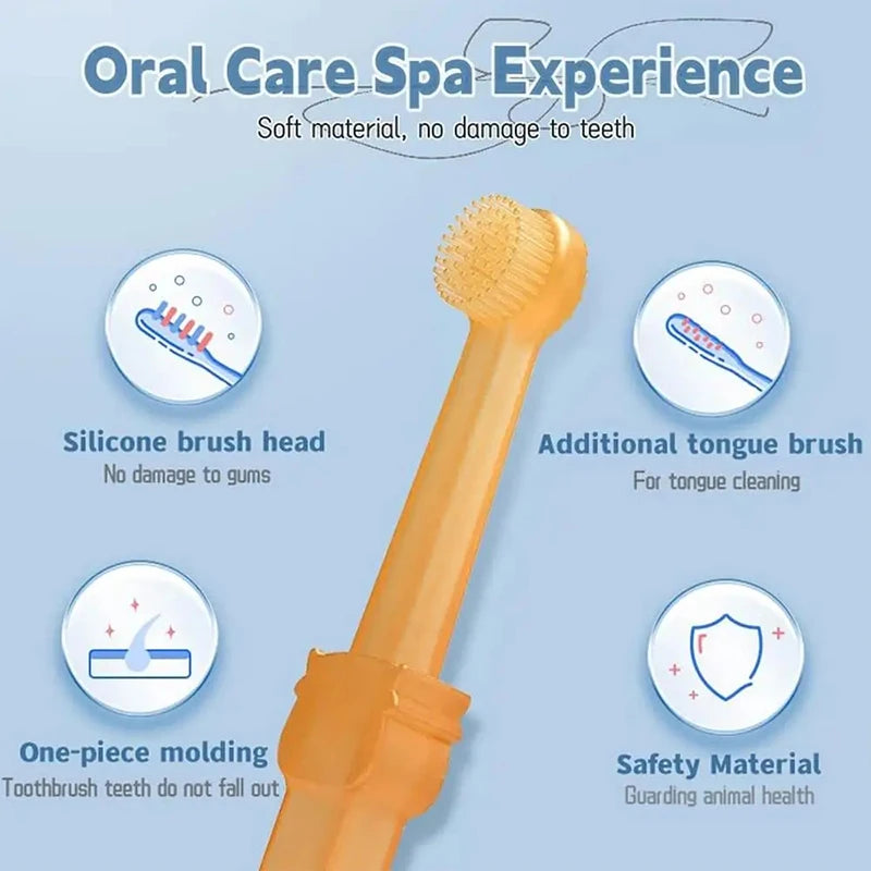 Pet Essentials Hub pet teeth whitening silicone toothbrush kit for gentle, effective pet dental care with soft bristles and easy handling.