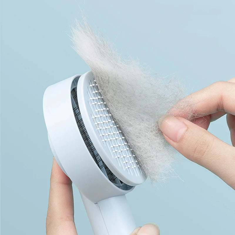 AllDay Goods cat hair cleaner brush with massage comb for pet grooming, featuring sleek design and fine bristles for effective hair removal