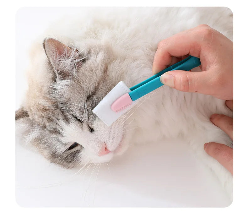 AllDay Goods pet tear stain remover comb and eye cleaning brush for grooming, with gentle bristles for cleaning around pets' eyes.