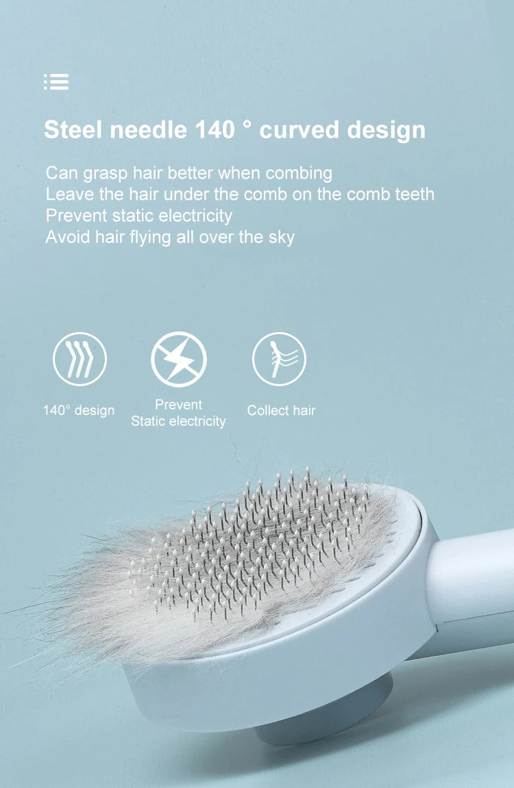 AllDay Goods cat hair cleaner brush and massage comb for pet grooming, with ergonomic handle and flexible bristles for fur removal