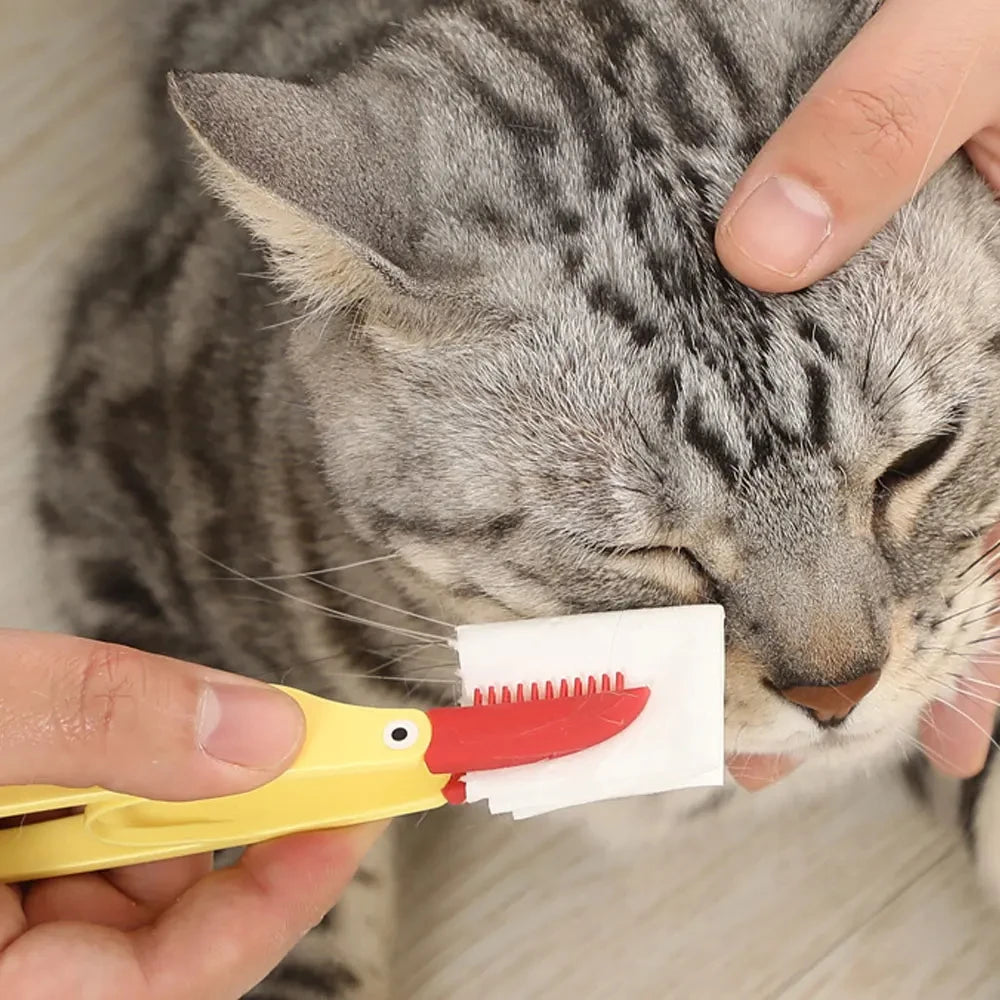AllDay Goods pet silicone tear remover comb for eye cleaning, gentle grooming tool for pets with soft silicone bristles.