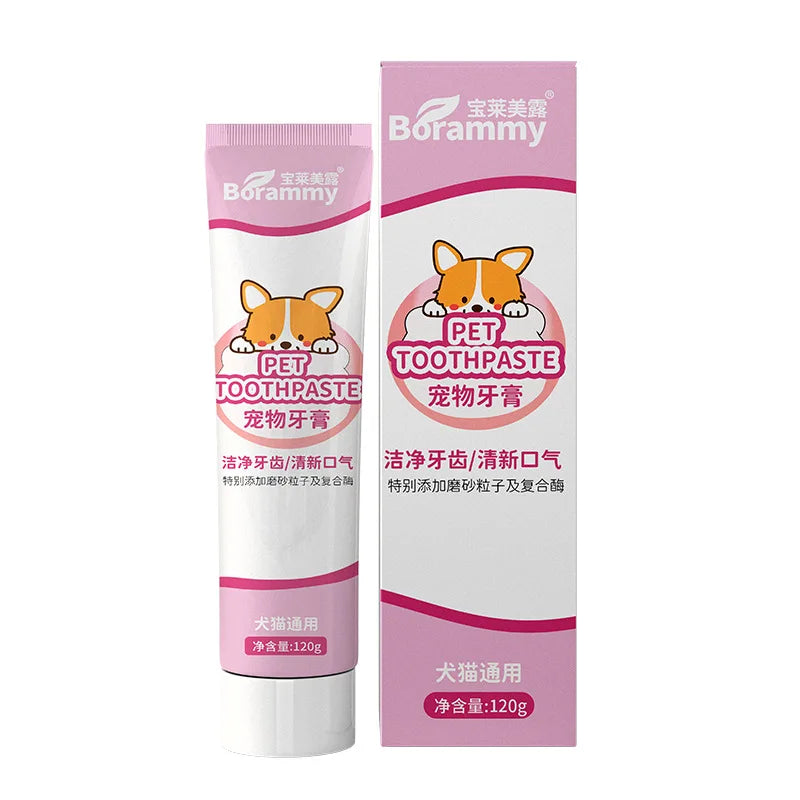 Pet Essentials Hub pet toothpaste for cats and dogs, dental care formula shown in a tube with a toothbrush.