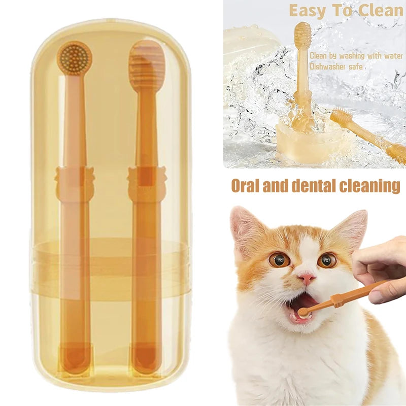 Pet Essentials Hub pet teeth whitening silicone toothbrush kit for effective dental care cleaning with soft silicone bristles.