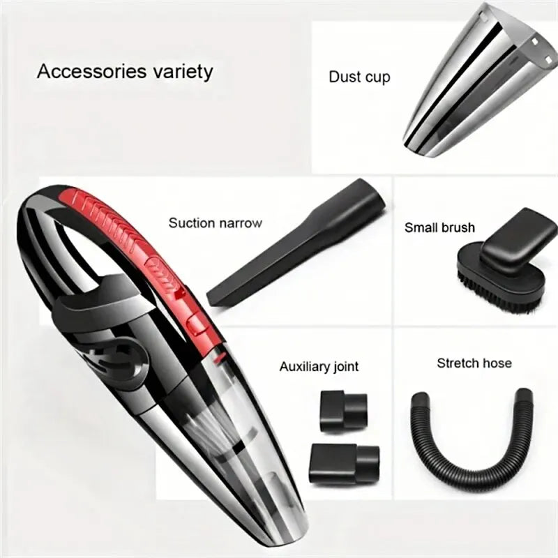 Wireless handheld portable car vacuum cleaner for pet hair by Pet Essentials Hub, showing compact design with pet hair attachments.