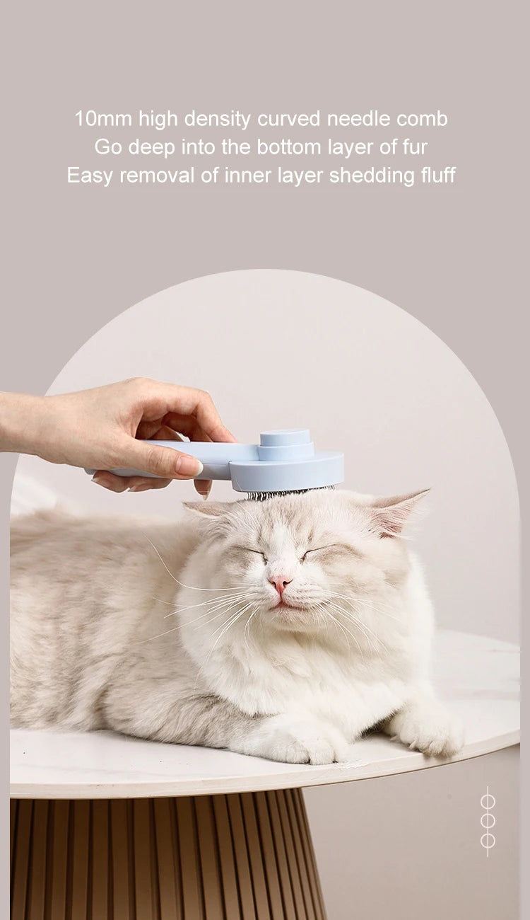 AllDay Goods cat hair cleaner brush massage comb for pet grooming, with soft bristles to remove loose fur and detangle cats' coats.