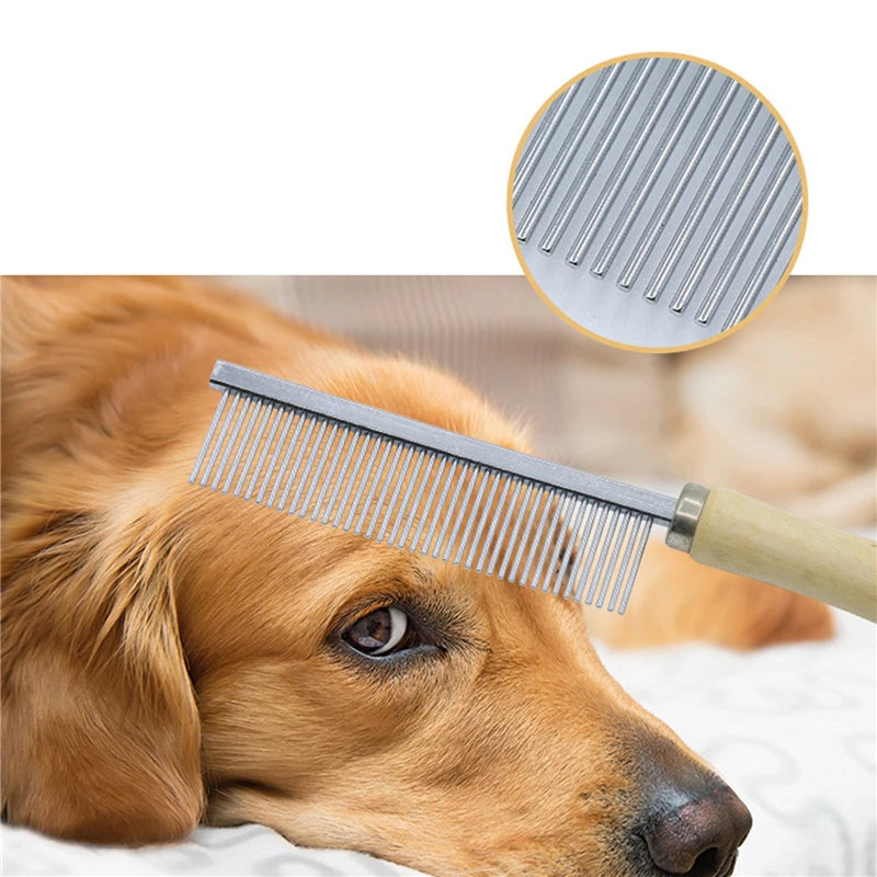 AllDay Goods dog grooming hair remover with wooden handle cat comb for pet grooming and shedding control.