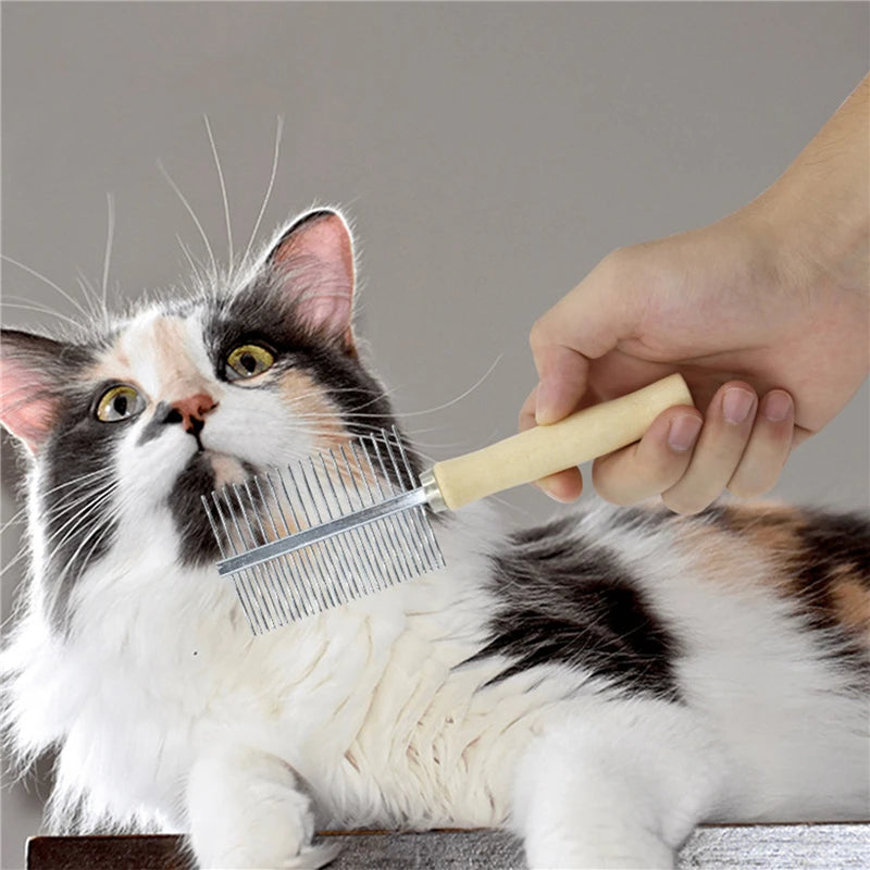 AllDay Goods dog grooming hair remover with wooden handle cat comb for pet grooming and fur detangling
