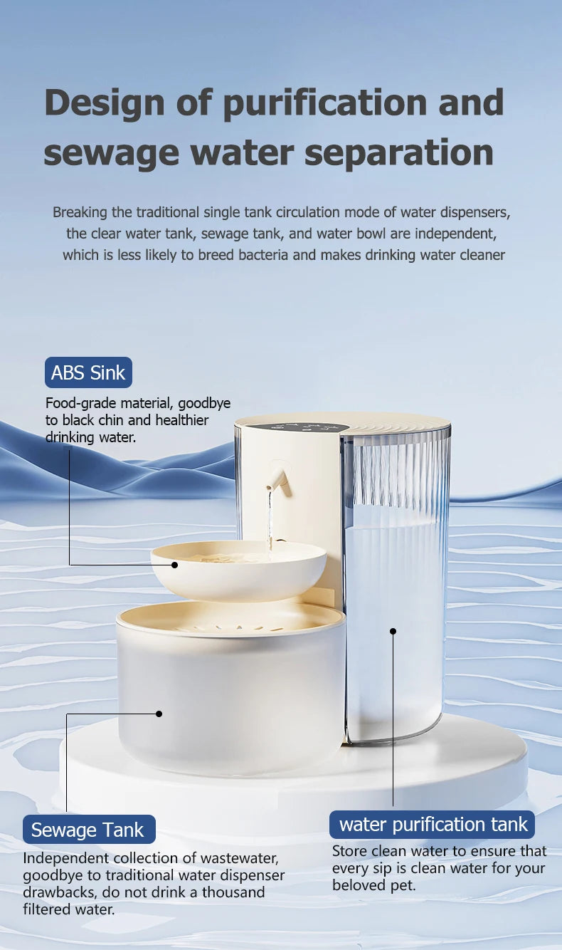 Wireless pet water dispenser by AllDay Goods, a smart pet fountain for cats and dogs providing fresh drinking water.