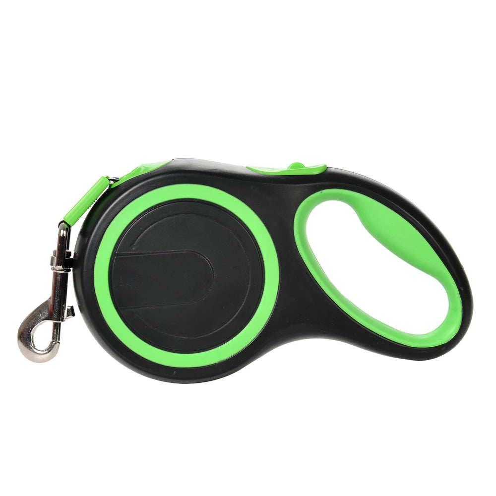 Heavy-duty retractable dog leash for large dogs, 5M or 8M length, by Pet Essentials Hub, showcasing the leash extended and in use.