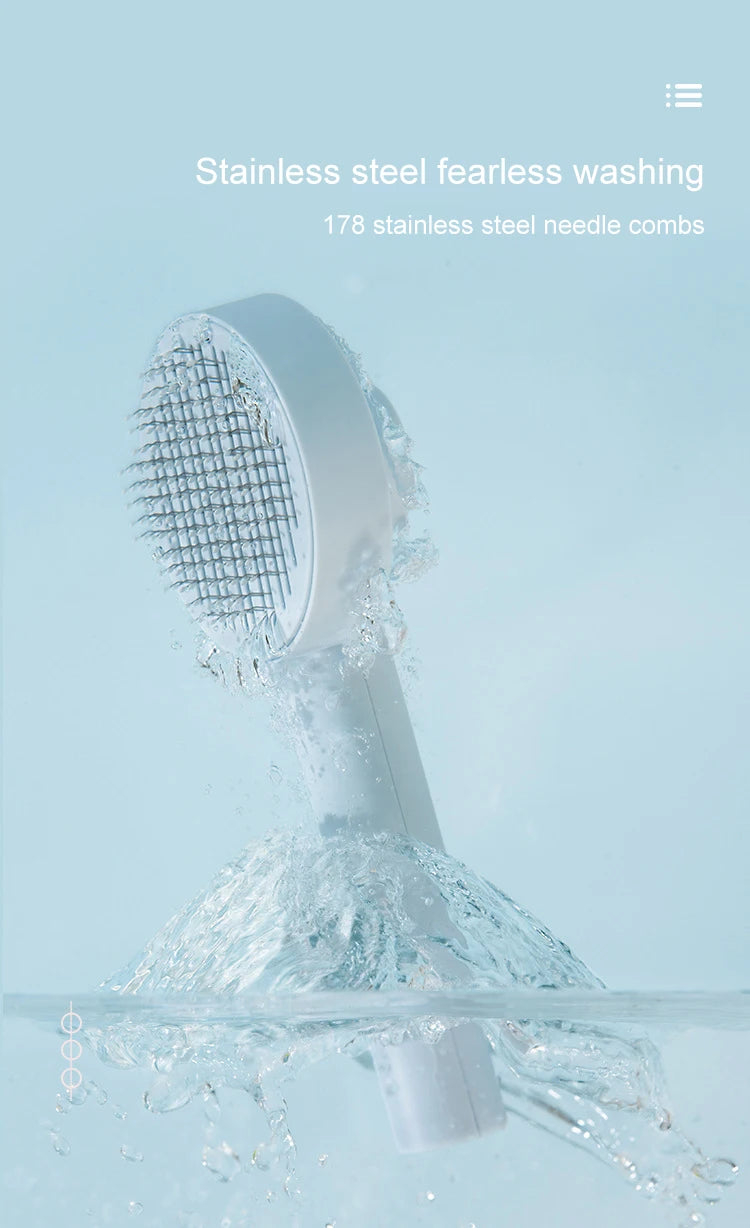 AllDay Goods cat hair cleaner brush with massage comb for pet grooming, featuring flexible bristles for effective fur removal and gentle massage.