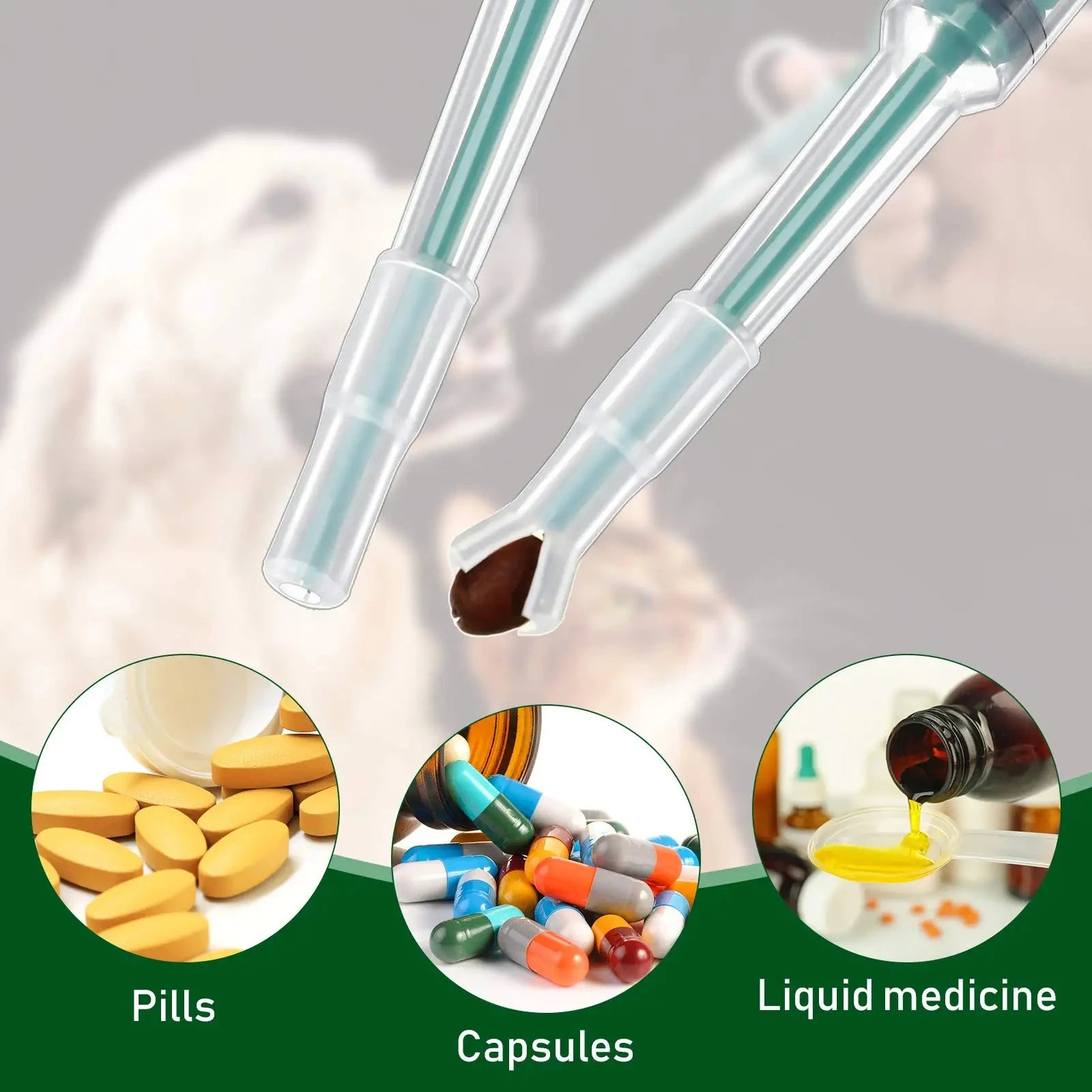AllDay Goods pet medication dispenser and pill feeding stick for cats and dogs, designed for easy medication administration.