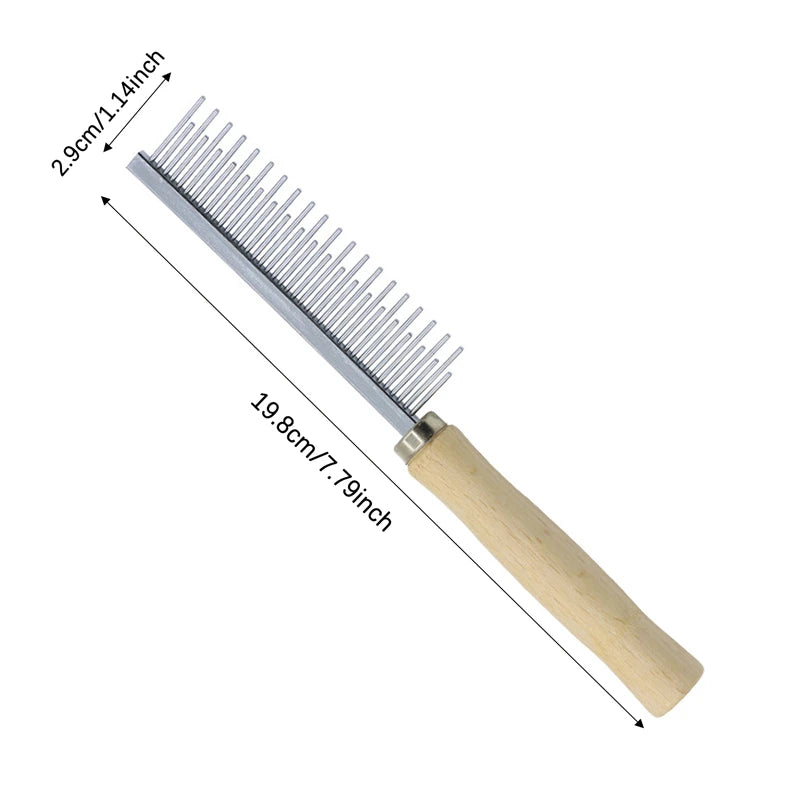 AllDay Goods dog grooming hair remover with wooden handle and cat comb, ideal for pet grooming and hair removal.