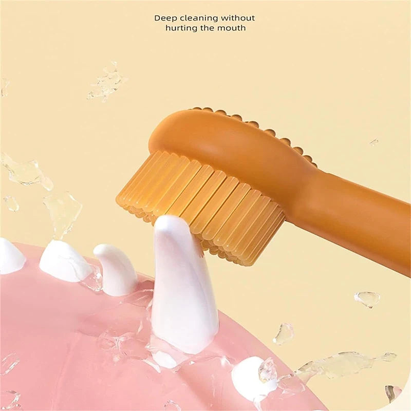 Pet Essentials Hub pet dental care silicone toothbrush kit with colorful brushes for cleaning pets' teeth and promoting oral health.