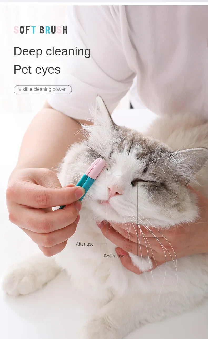 AllDay Goods pet tear stain remover comb and eye cleaning brush for gentle grooming of cats and dogs.