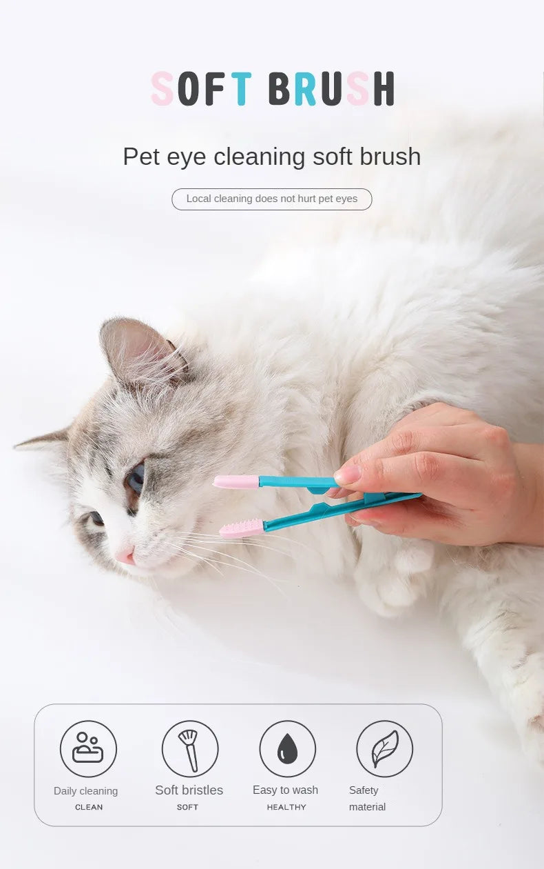 AllDay Goods pet tear stain remover comb and eye cleaning brush with soft bristles for gentle pet grooming.