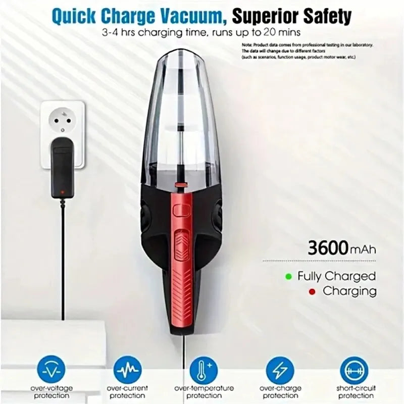 Wireless portable car vacuum cleaner for pet hair from Pet Essentials Hub, handheld device with a compact design.