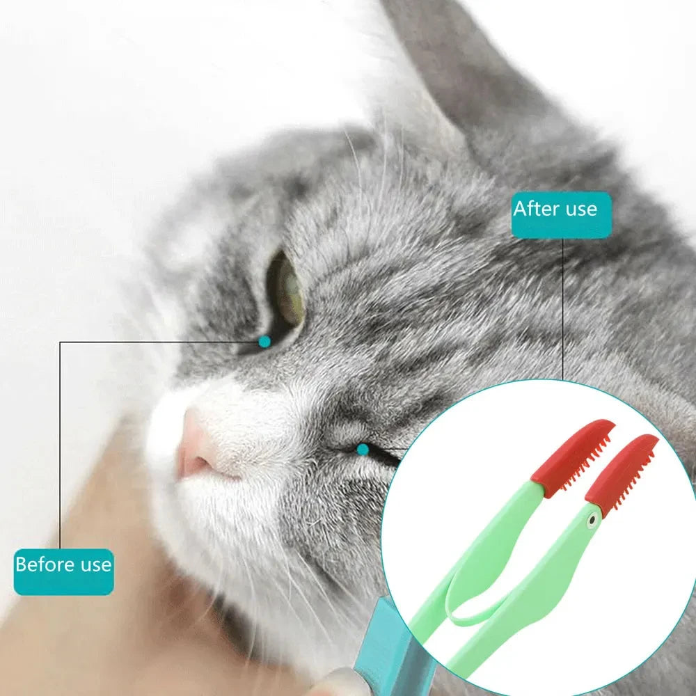 AllDay Goods pet silicone tear remover comb for eye cleaning, gentle grooming tool for pets with tear stains, black color.