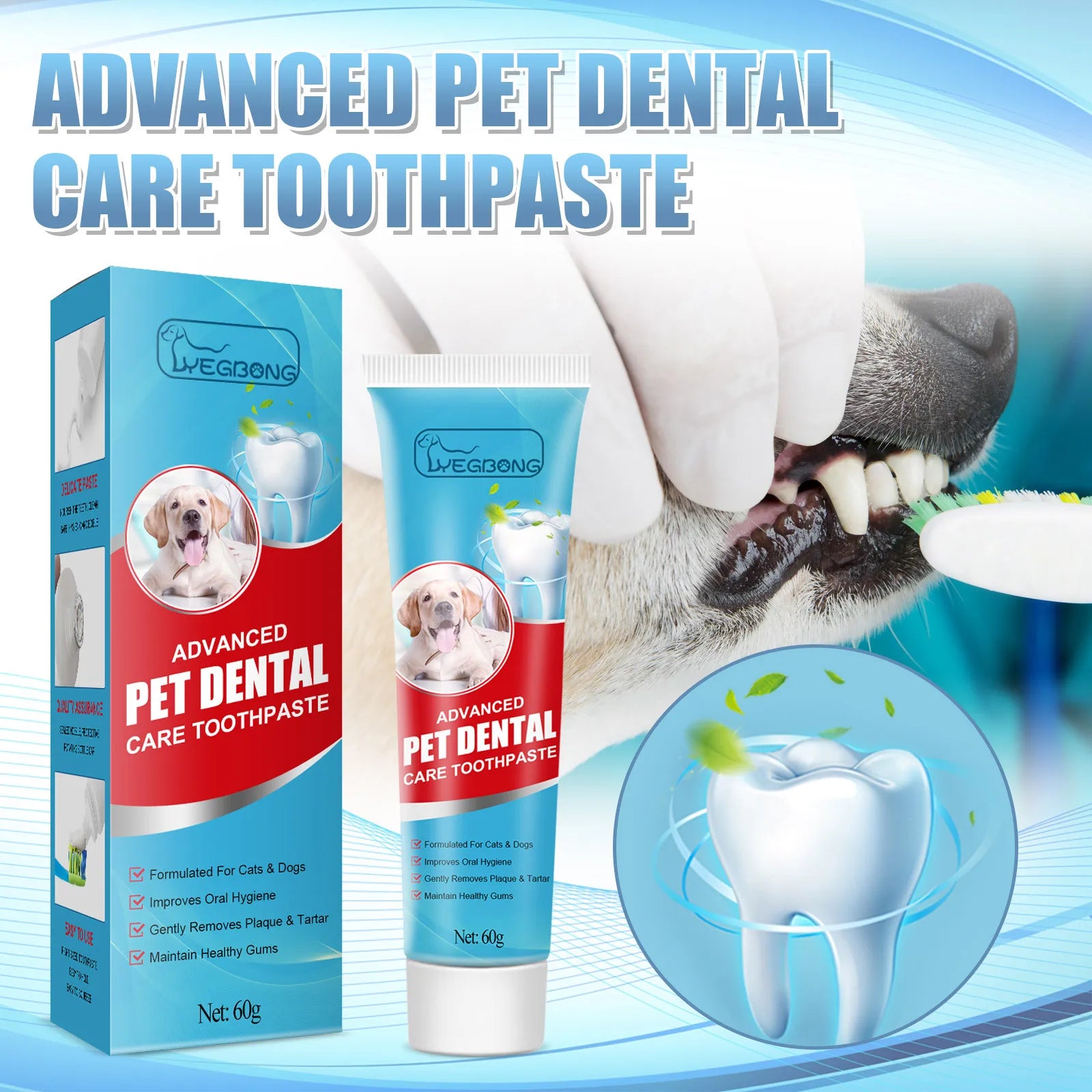 Pet Essentials Hub pet toothpaste for cats and dogs, dental care formula with a tube of pet dental toothpaste visible.