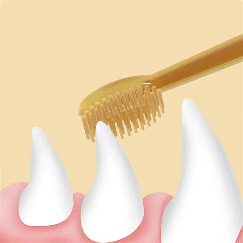 Pet Essentials Hub pet teeth whitening silicone toothbrush kit for dental care, featuring a soft silicone toothbrush for pets.
