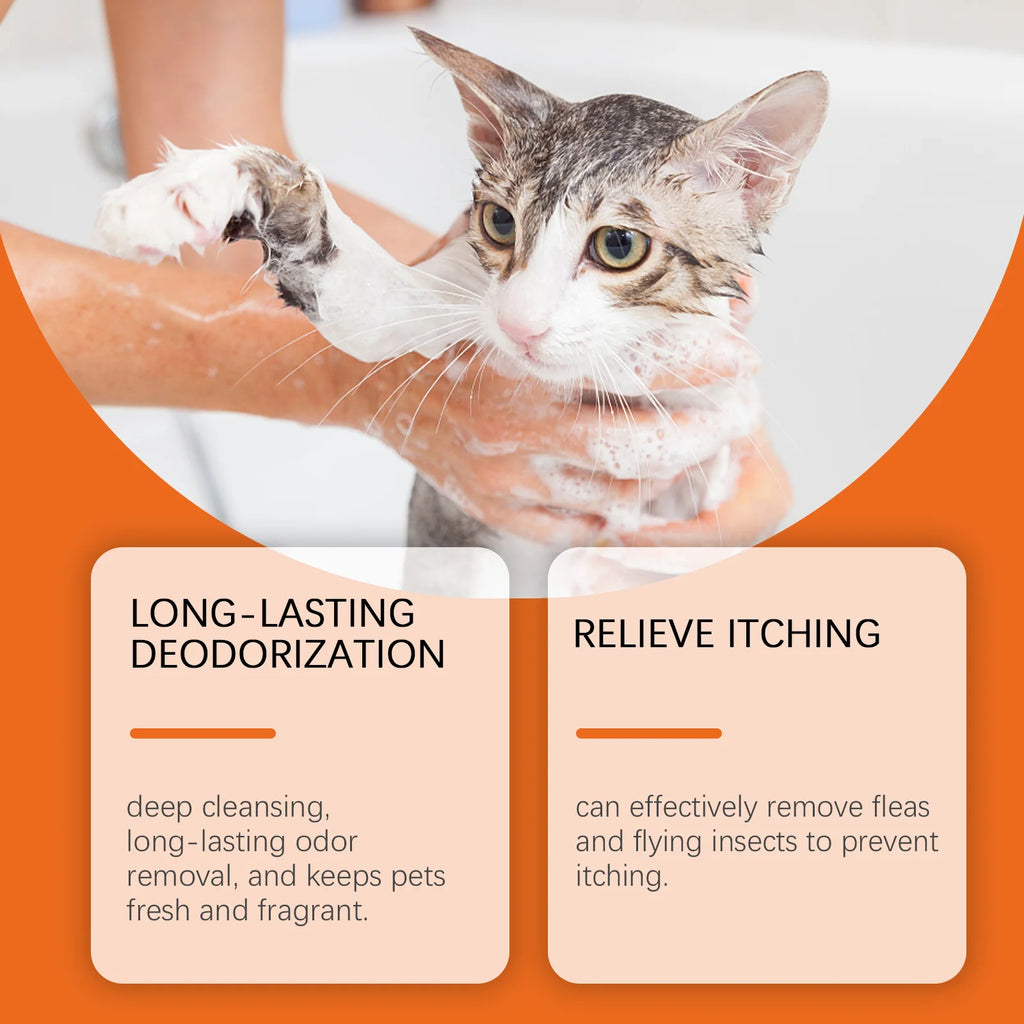 Natural Pet Shampoo for dogs and cats by Pet Essentials Hub, showing a bottle of gentle grooming formula.