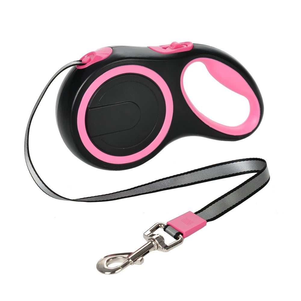 Heavy-duty retractable dog leash for large dogs, 5M or 8M length, by Pet Essentials Hub, showing sturdy leash with handle and leash reel.