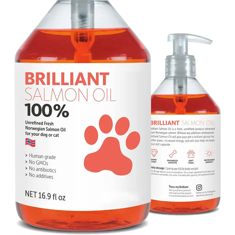 200ml Salmon Fish Oil for Pets, 21 Omega Fatty Acids, Natural Nutritional Supplement for Dogs and Cats