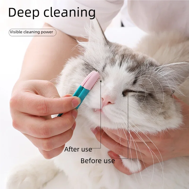 Blue pet eye tear stain cleaning comb by AllDay Goods, used for grooming and removing tear stains from pets' eyes.