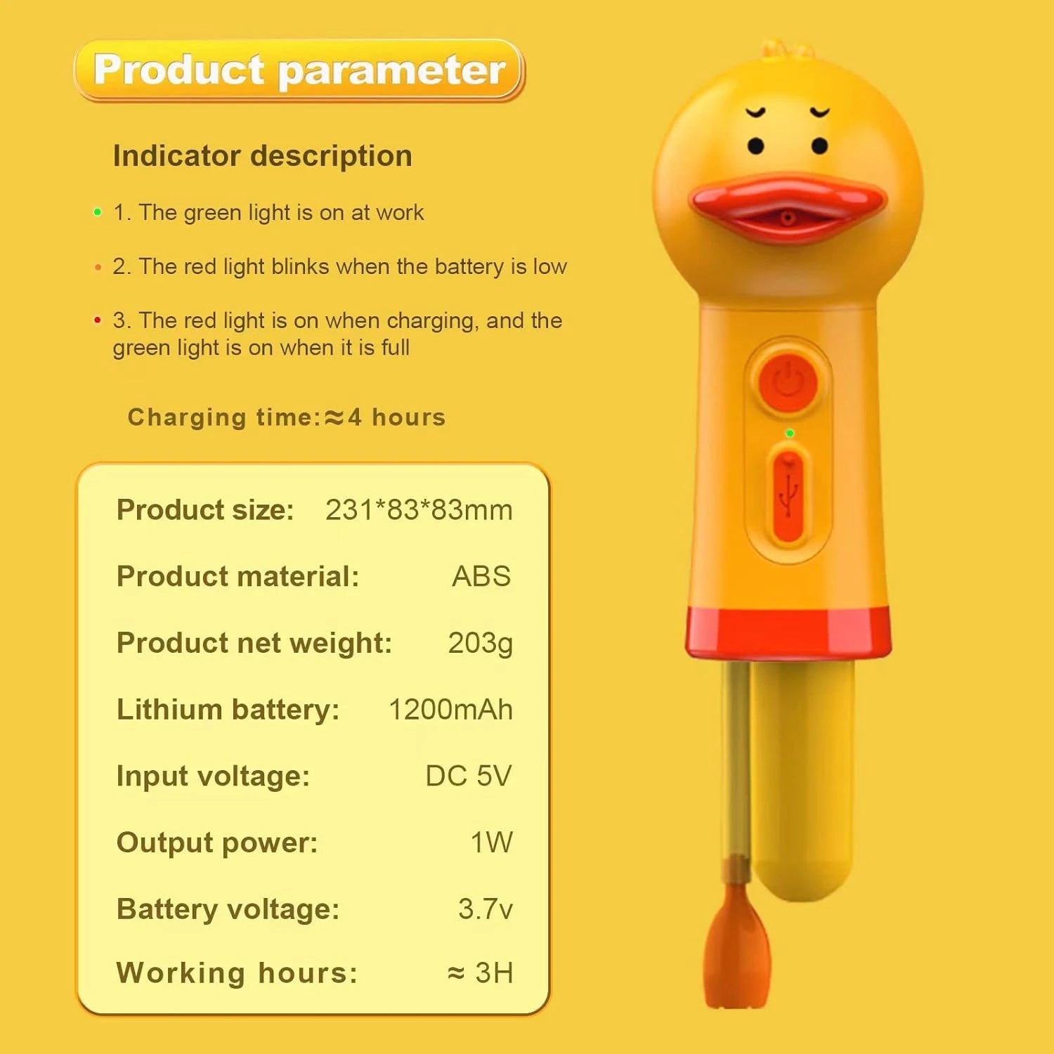 Yellow Duck Pet Bathing Foam Machine from Pet Essentials Hub, USB electric soap dispenser for easy pet grooming.
