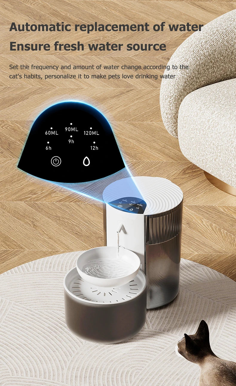 Wireless Smart Pet Water Dispenser by AllDay Goods, a sleek cat and dog water fountain with a modern design and accessible spout