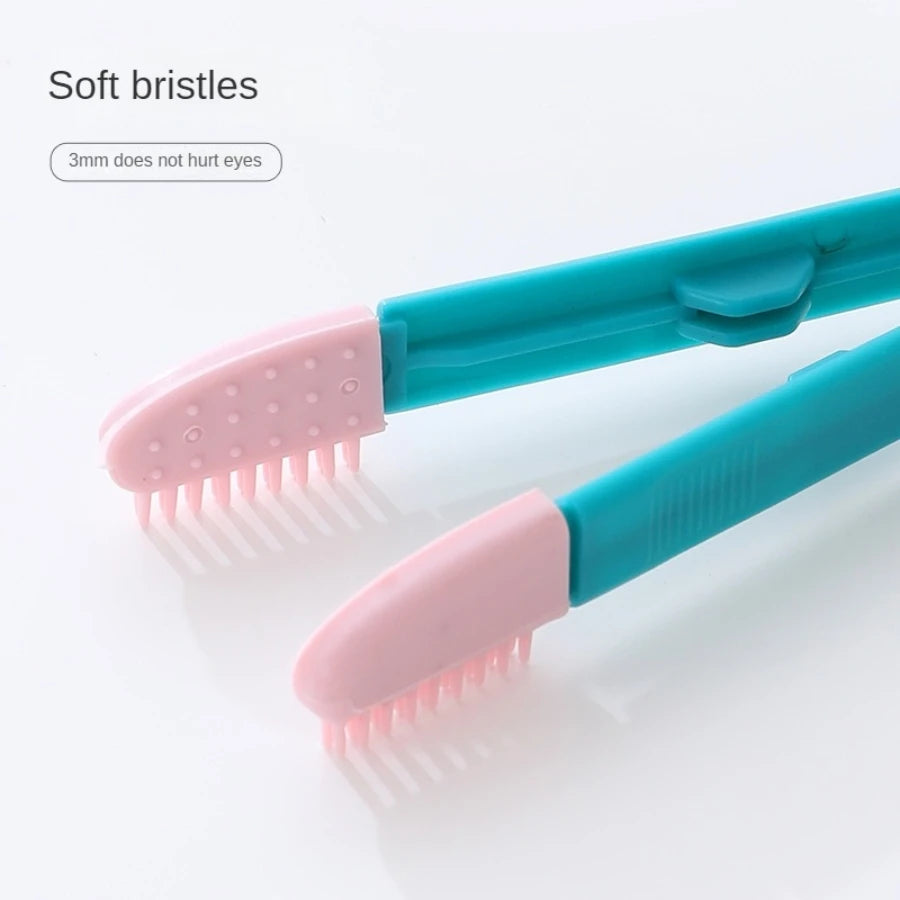 AllDay Goods pet tear stain remover comb and eye cleaning brush for grooming, showing a close-up of the brush with gentle bristles.