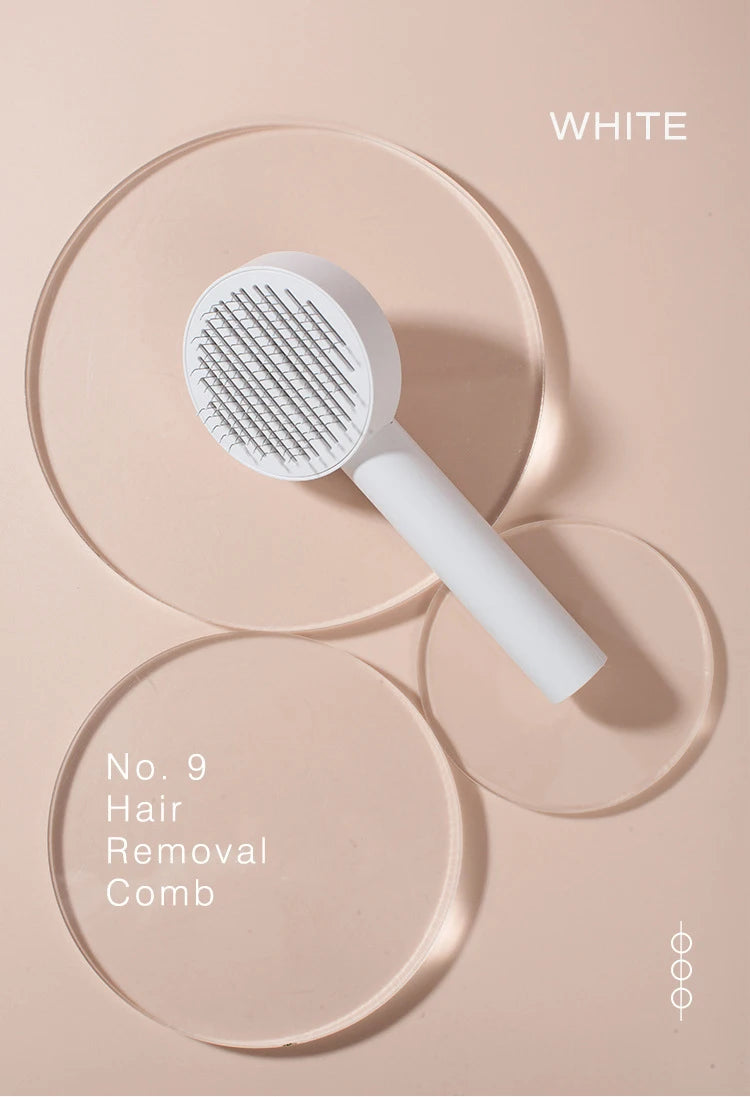AllDay Goods cat hair cleaner brush with massage comb for pet grooming, showing the bristle design and handle for removing loose fur