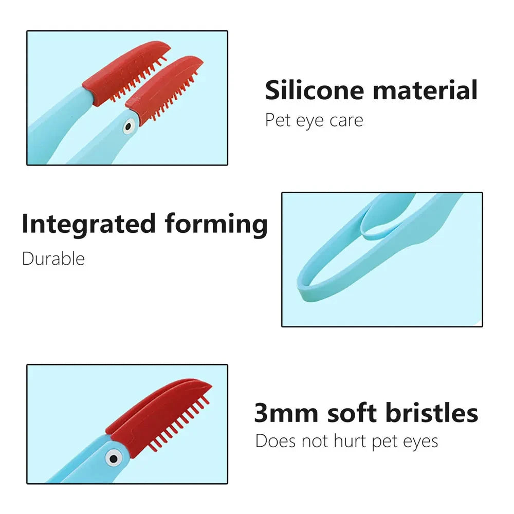 AllDay Goods pet silicone tear remover comb for eye cleaning, soft silicone grooming tool for pets' tear stain removal.