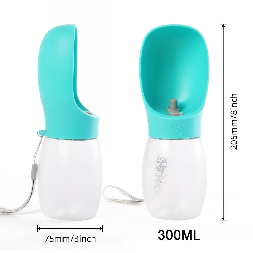 Portable Pet Water Bottle from Pet Essentials Hub, 300ML travel feeder with water bowl for pets on the go