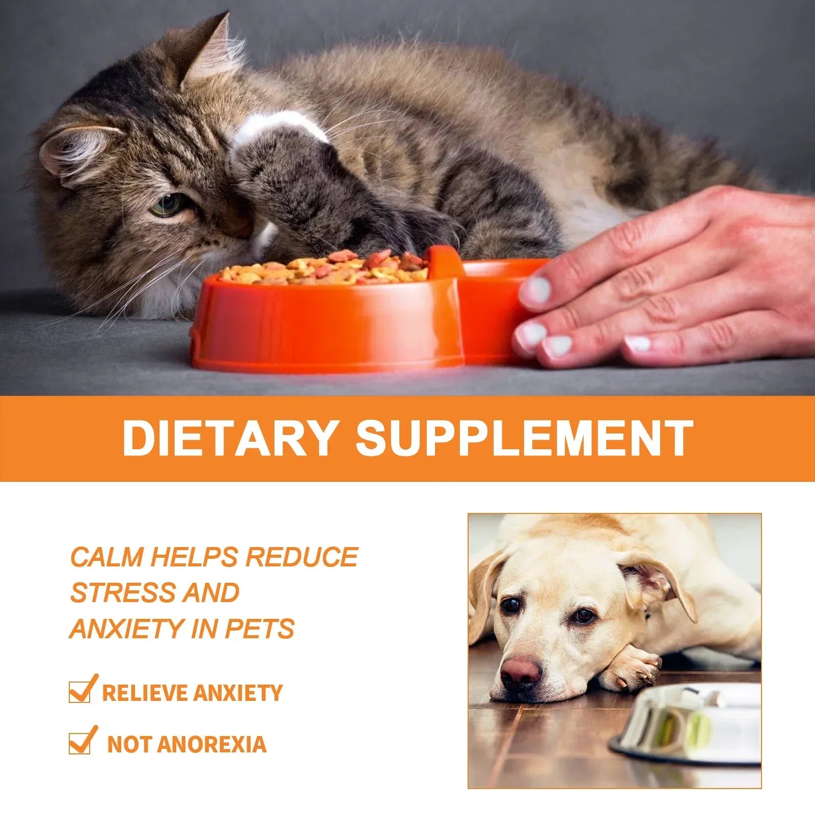 Natural organic calming drops for pets from Pet Essentials Hub, soothing anxiety and promoting relaxation in animals.