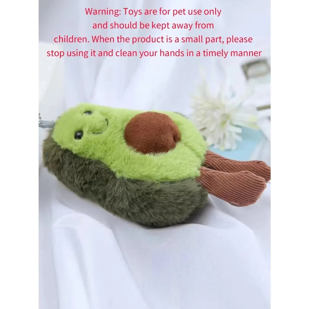 Cute plush avocado-shaped cat toy from Pet Essentials Hub, designed to entertain and engage cats with soft, colorful fabric.