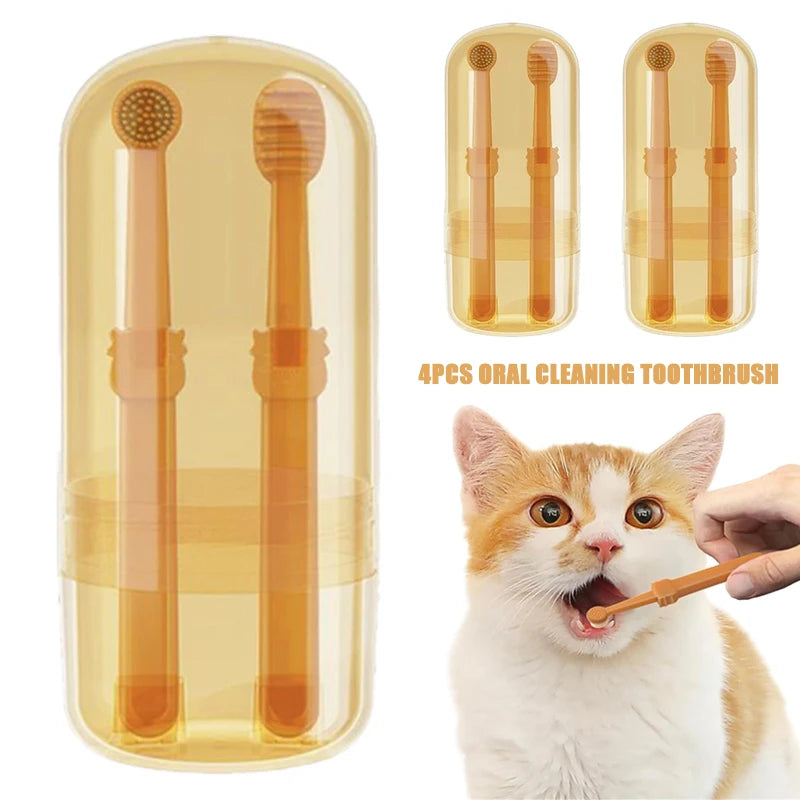 Pet Essentials Hub pet teeth whitening silicone toothbrush kit for effective pet dental care with soft, gentle bristles.