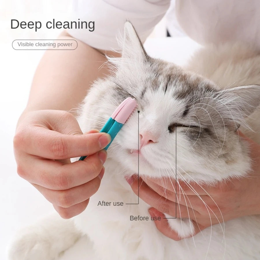 AllDay Goods pet tear stain remover comb and eye cleaning brush for gentle pet eye grooming and stain removal.