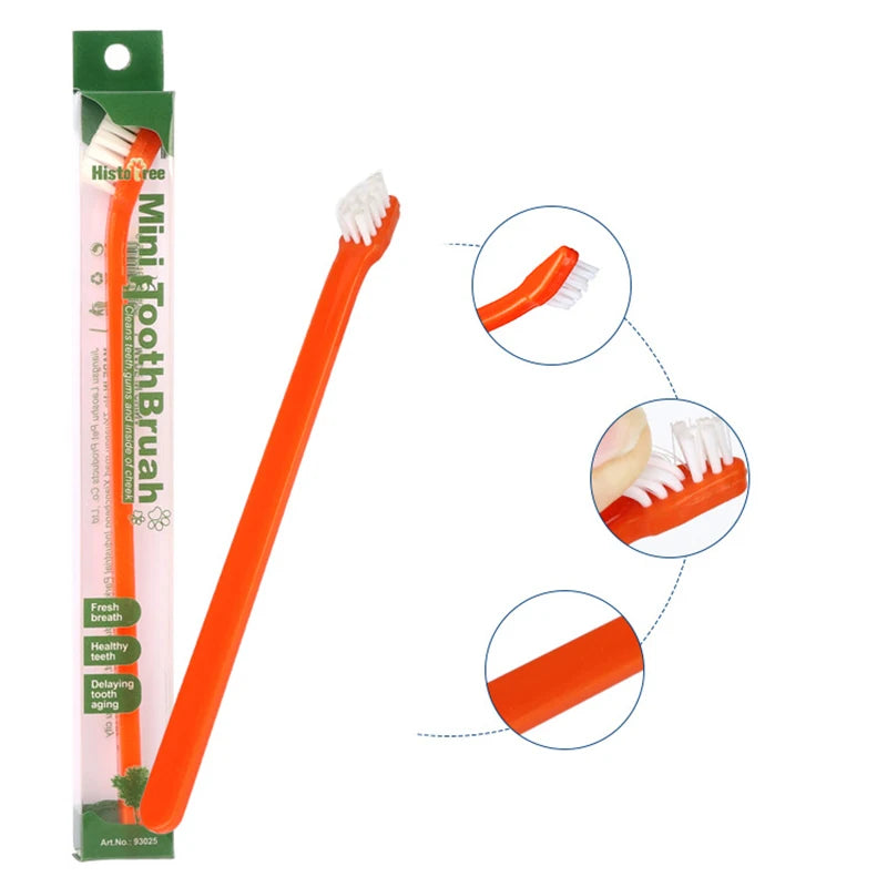 Pet Essentials Hub Vet Recommended Dog Toothbrush with micro head for effective pet dental care, shown with toothbrush and dental kit.