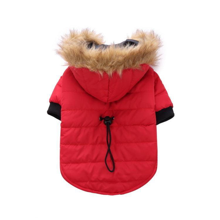 Dog Hugs Cat Cozypaws Winter Pet Jacket, warm dog coat with cozy fleece lining and adjustable straps for winter outdoor walks.