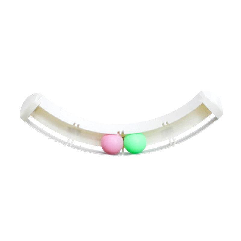 Dog Hugs Cat curved track interactive toy for cats, featuring a winding track with moving balls for engaging play.