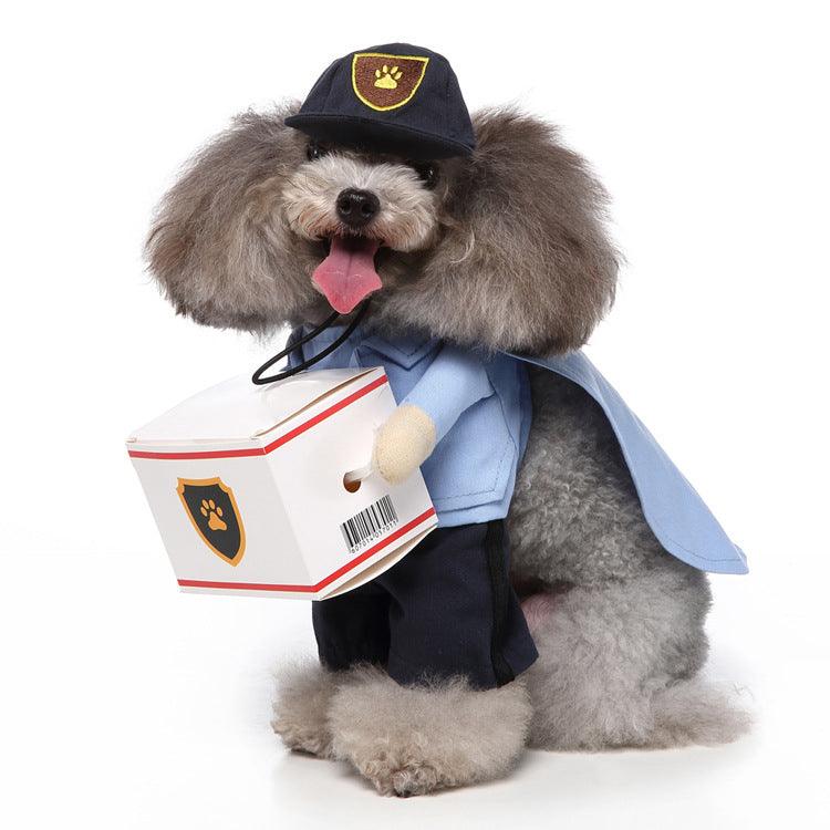 Funny cartoon dog Halloween and Christmas costume for pets, featuring playful dog clothing by Dog Hugs Cat.