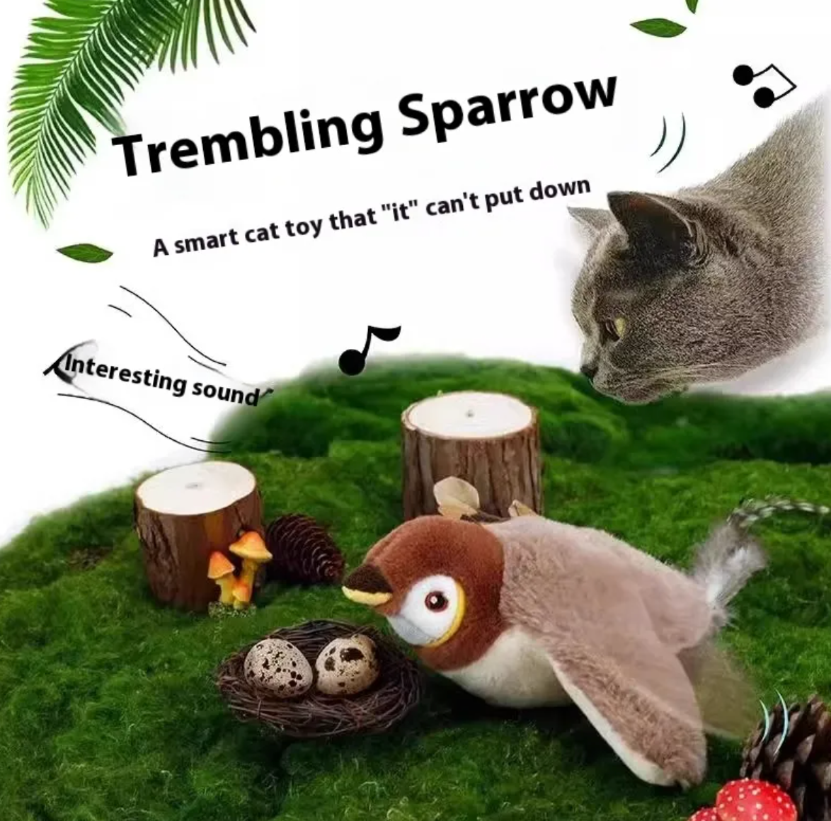 Soft plush bird toy for pets, featuring colorful feathers and a squeaker, designed for interactive play and chewing.